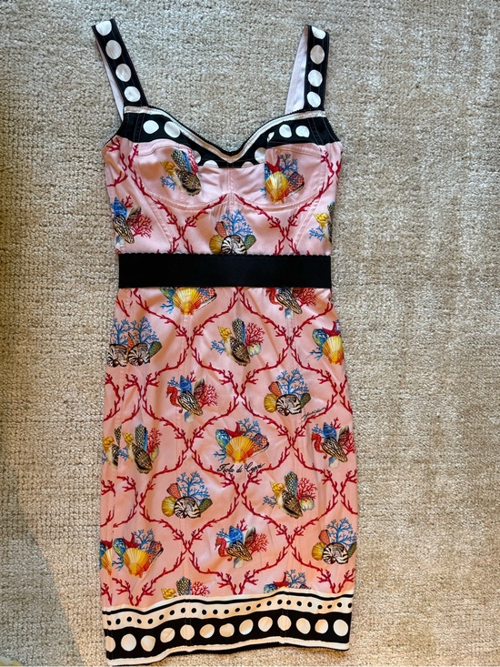 Dolce & Gabbana Dresses & Skirts - Dolce and Gabbana Pink Floral Coral-Print Sheath Dress with Black Accents